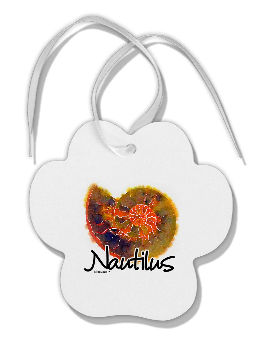 Nautilus Fossil Watercolor Text Paw Print Shaped Ornament-Ornament-TooLoud-White-Davson Sales