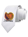 Nautilus Fossil Watercolor Text Printed White Necktie