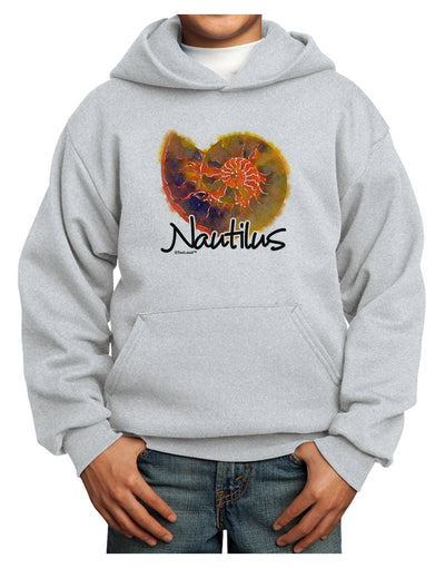 Nautilus Fossil Watercolor Text Youth Hoodie Pullover Sweatshirt-Youth Hoodie-TooLoud-Ash-XS-Davson Sales