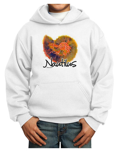 Nautilus Fossil Watercolor Text Youth Hoodie Pullover Sweatshirt-Youth Hoodie-TooLoud-White-XS-Davson Sales