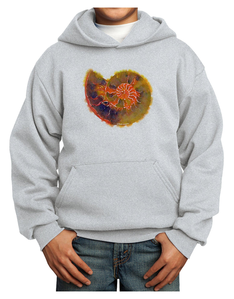 Nautilus Fossil Watercolor Youth Hoodie Pullover Sweatshirt-Youth Hoodie-TooLoud-White-XS-Davson Sales