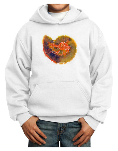 Nautilus Fossil Watercolor Youth Hoodie Pullover Sweatshirt-Youth Hoodie-TooLoud-White-XS-Davson Sales