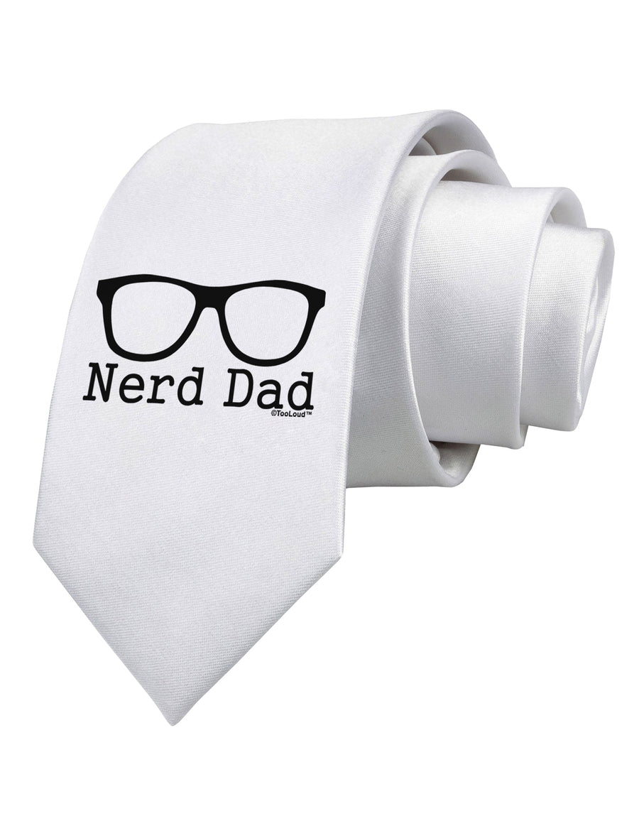 Nerd Dad - Glasses Printed White Necktie by TooLoud