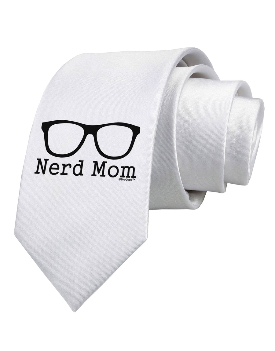 Nerd Mom - Glasses Printed White Necktie by TooLoud