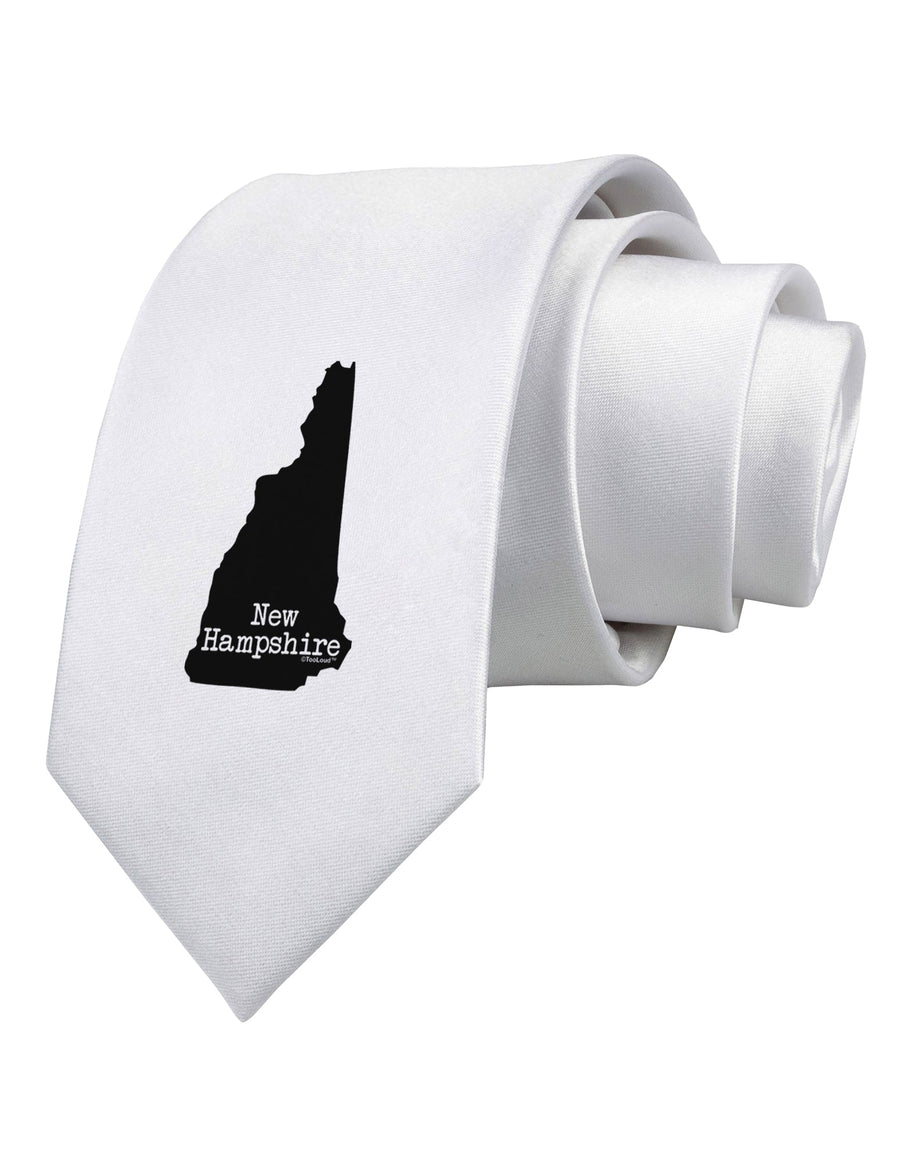 New Hampshire - United States Shape Printed White Necktie by TooLoud