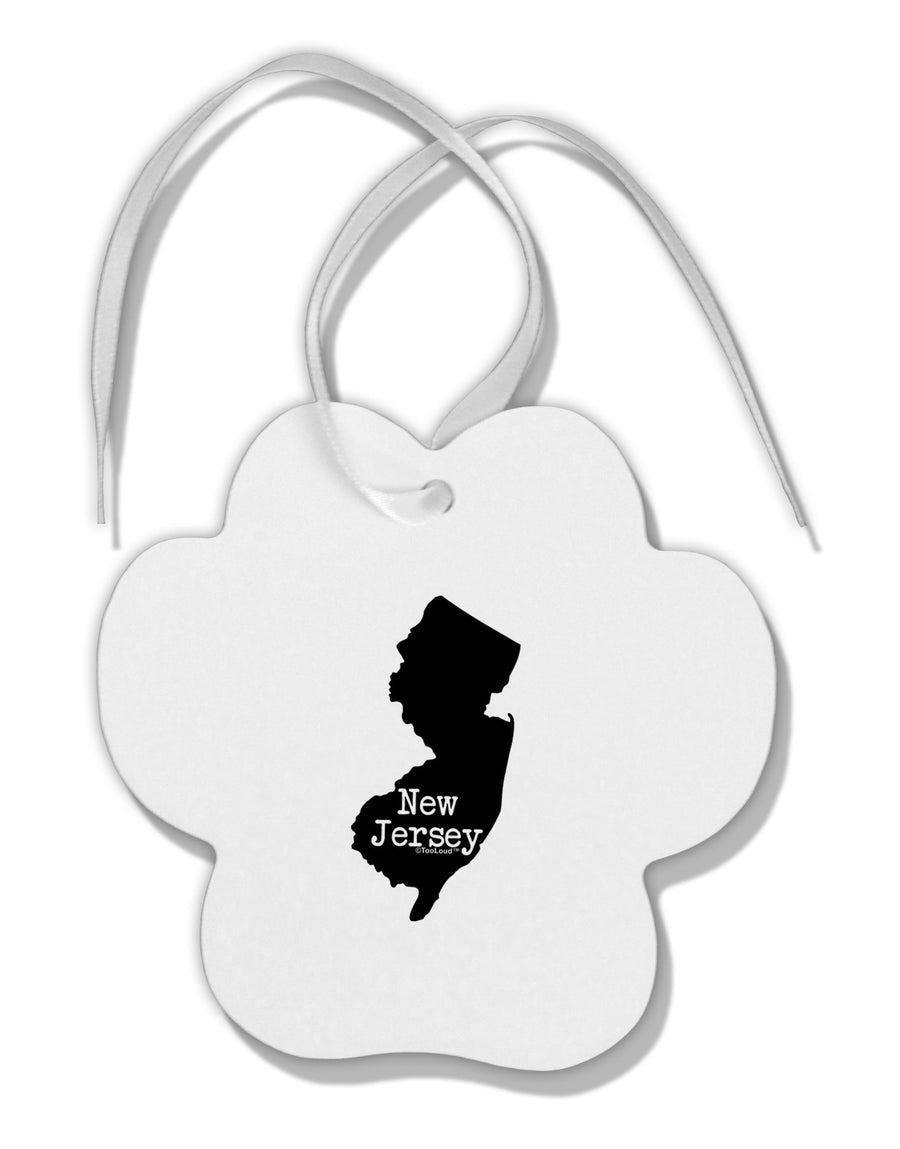 New Jersey - United States Shape Paw Print Shaped Ornament by TooLoud-Ornament-TooLoud-White-Davson Sales