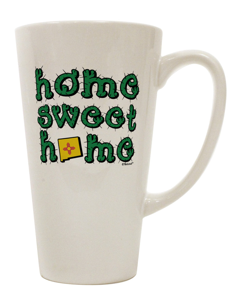 New Mexico-inspired Conical Latte Coffee Mug - Perfect for Home Sweet Home - Featuring Cactus and State Flag Design by TooLoud-Conical Latte Mug-TooLoud-White-Davson Sales