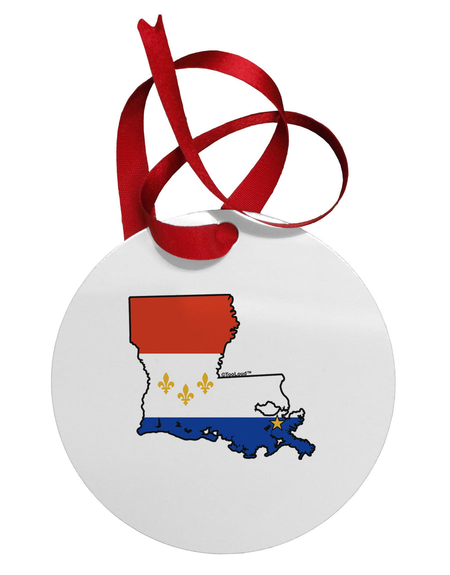 New Orleans Louisiana Flag Circular Metal Ornament-Ornament-TooLoud-White-Davson Sales