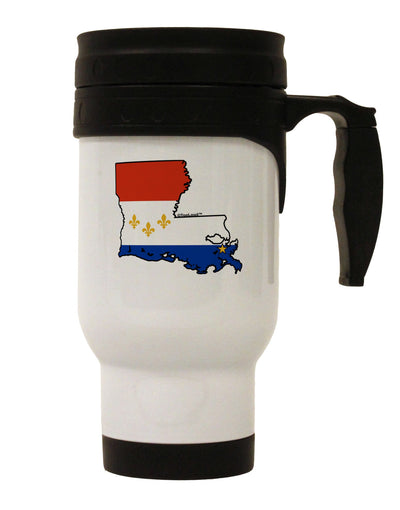 New Orleans Louisiana Flag Stainless Steel 14oz Travel Mug-Travel Mugs-TooLoud-White-Davson Sales