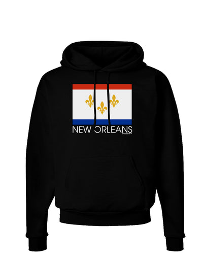 New Orleans Louisiana Flag Text Dark Hoodie Sweatshirt-Hoodie-TooLoud-Black-Small-Davson Sales