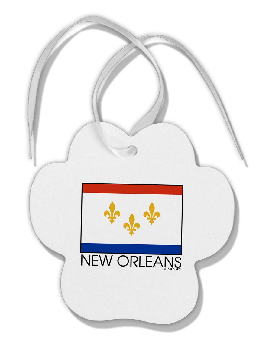 New Orleans Louisiana Flag Text Paw Print Shaped Ornament-Ornament-TooLoud-White-Davson Sales