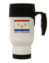 New Orleans Louisiana Flag Text Stainless Steel 14oz Travel Mug-Travel Mugs-TooLoud-White-Davson Sales