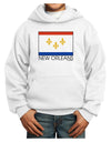 New Orleans Louisiana Flag Text Youth Hoodie Pullover Sweatshirt-Youth Hoodie-TooLoud-White-XS-Davson Sales