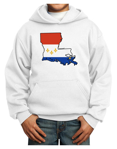 New Orleans Louisiana Flag Youth Hoodie Pullover Sweatshirt-Youth Hoodie-TooLoud-White-XS-Davson Sales