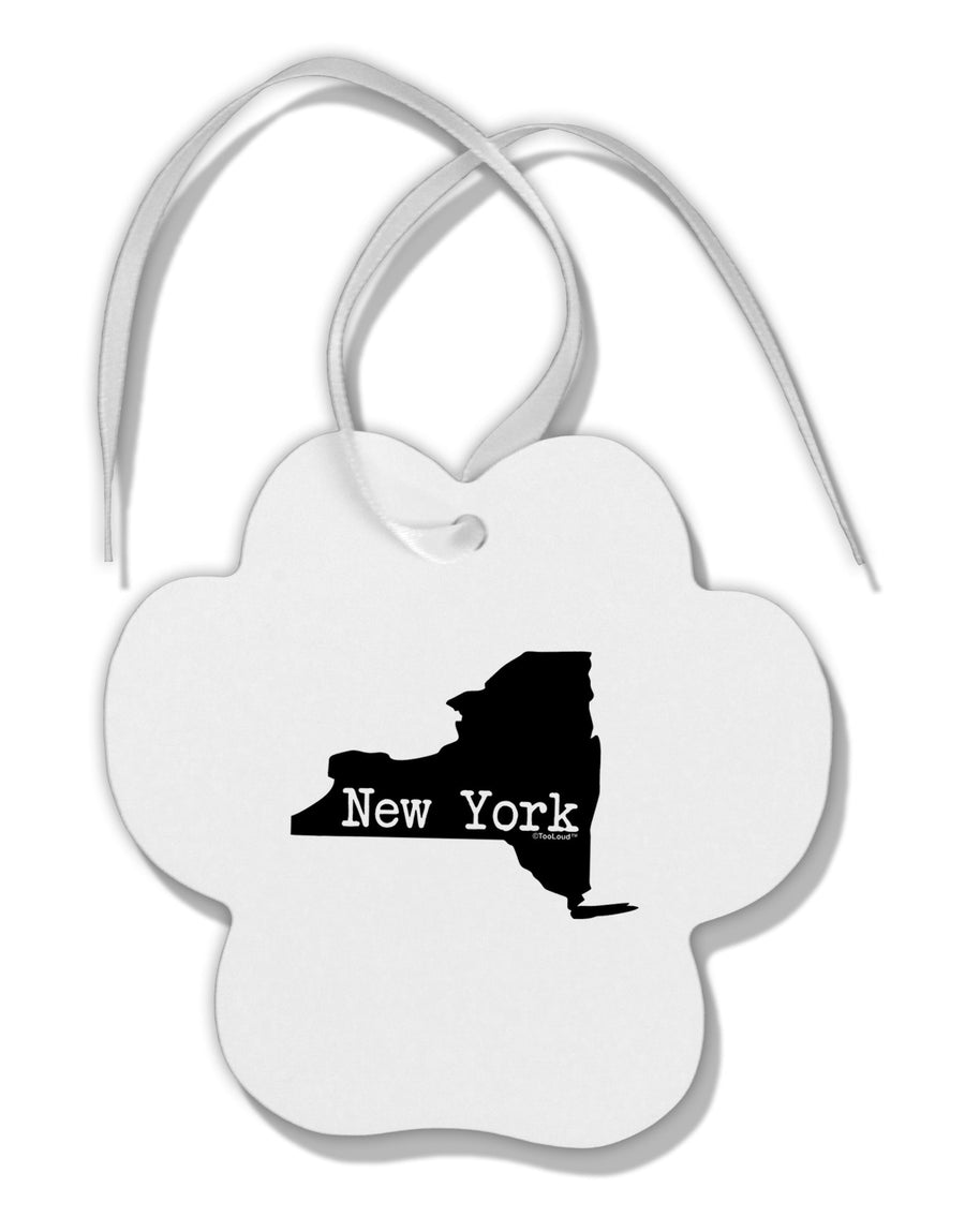 New York - United States Shape Paw Print Shaped Ornament by TooLoud-Ornament-TooLoud-White-Davson Sales