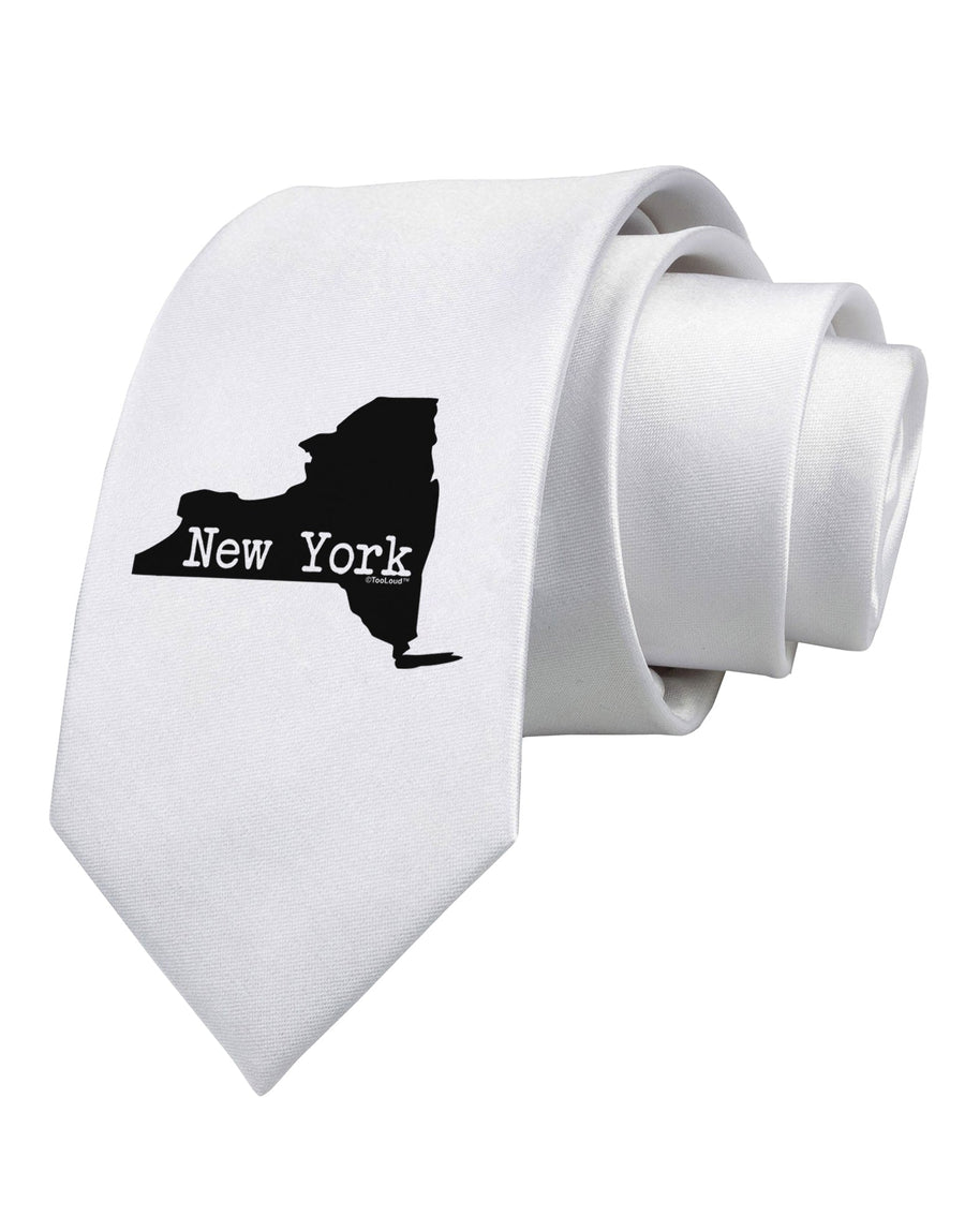 New York - United States Shape Printed White Necktie by TooLoud