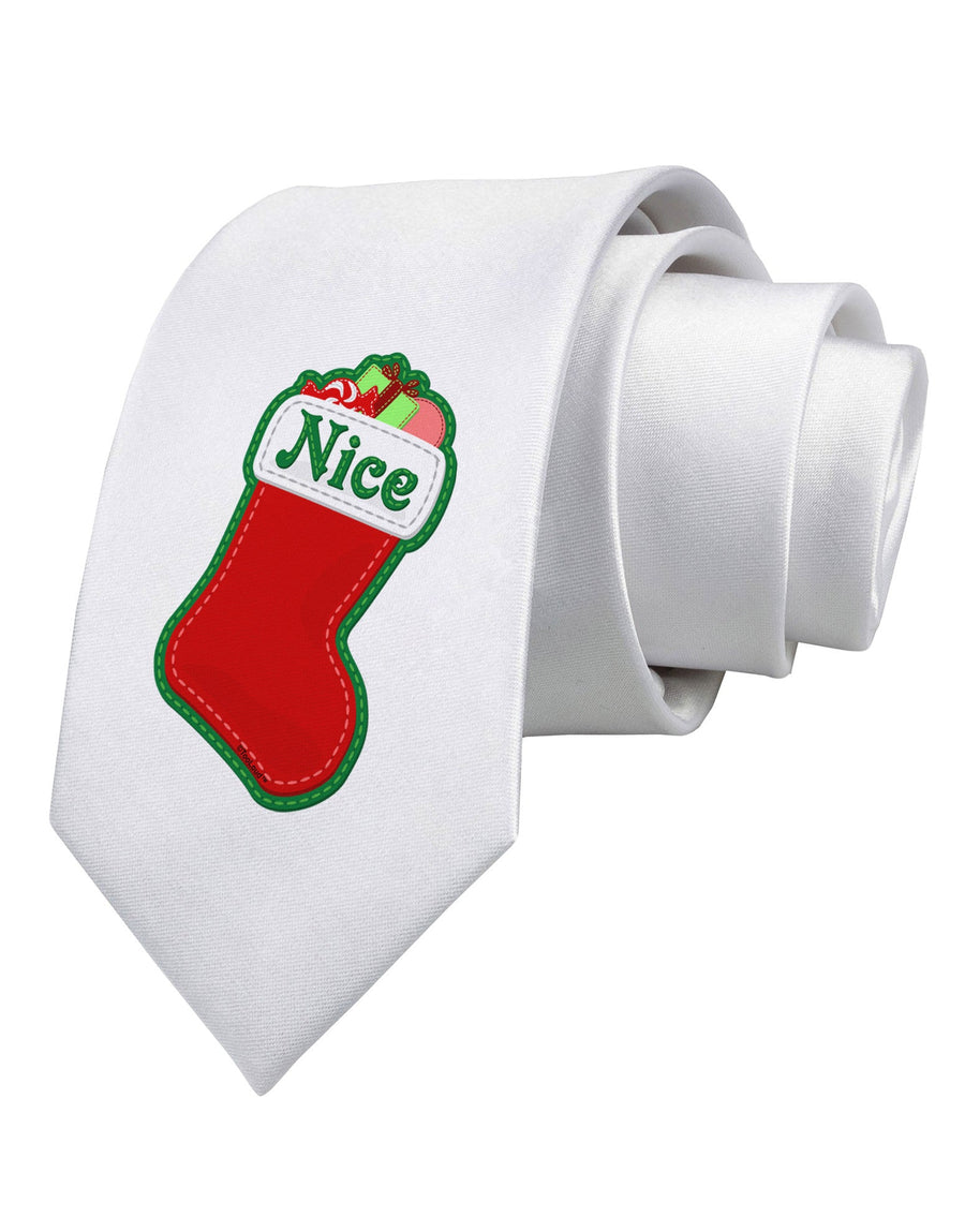 Nice Stocking Cute Christmas Printed White Necktie