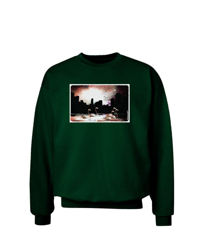 Nighttime Flamingos Adult Dark Sweatshirt-Sweatshirts-TooLoud-Deep-Forest-Green-Small-Davson Sales