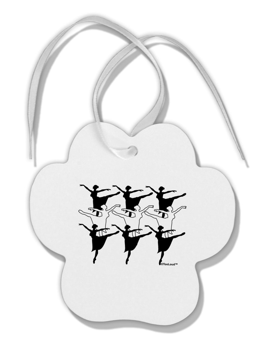 Nine Ladies Dancing Paw Print Shaped Ornament-Ornament-TooLoud-White-Davson Sales