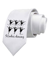 Nine Ladies Dancing Text Printed White Necktie