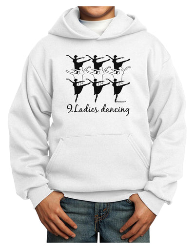 Nine Ladies Dancing Text Youth Hoodie Pullover Sweatshirt-Youth Hoodie-TooLoud-White-XS-Davson Sales