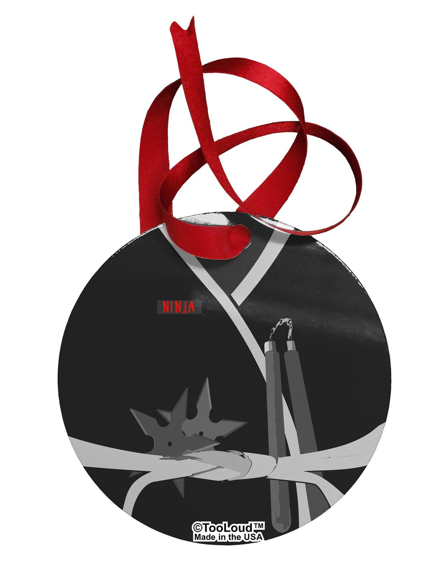 Ninja Black AOP Circular Metal Ornament All Over Print-Ornament-TooLoud-White-Davson Sales