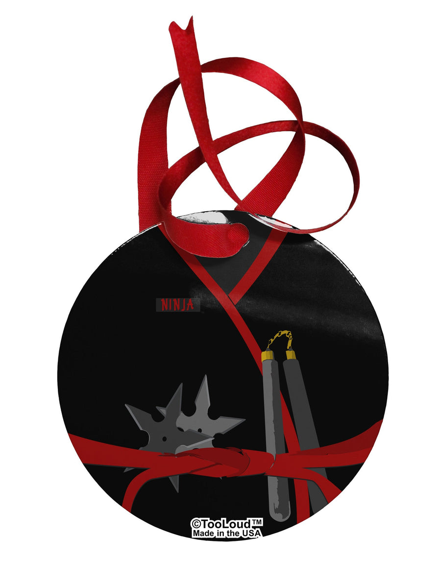 Ninja Red AOP Circular Metal Ornament All Over Print-Ornament-TooLoud-White-Davson Sales