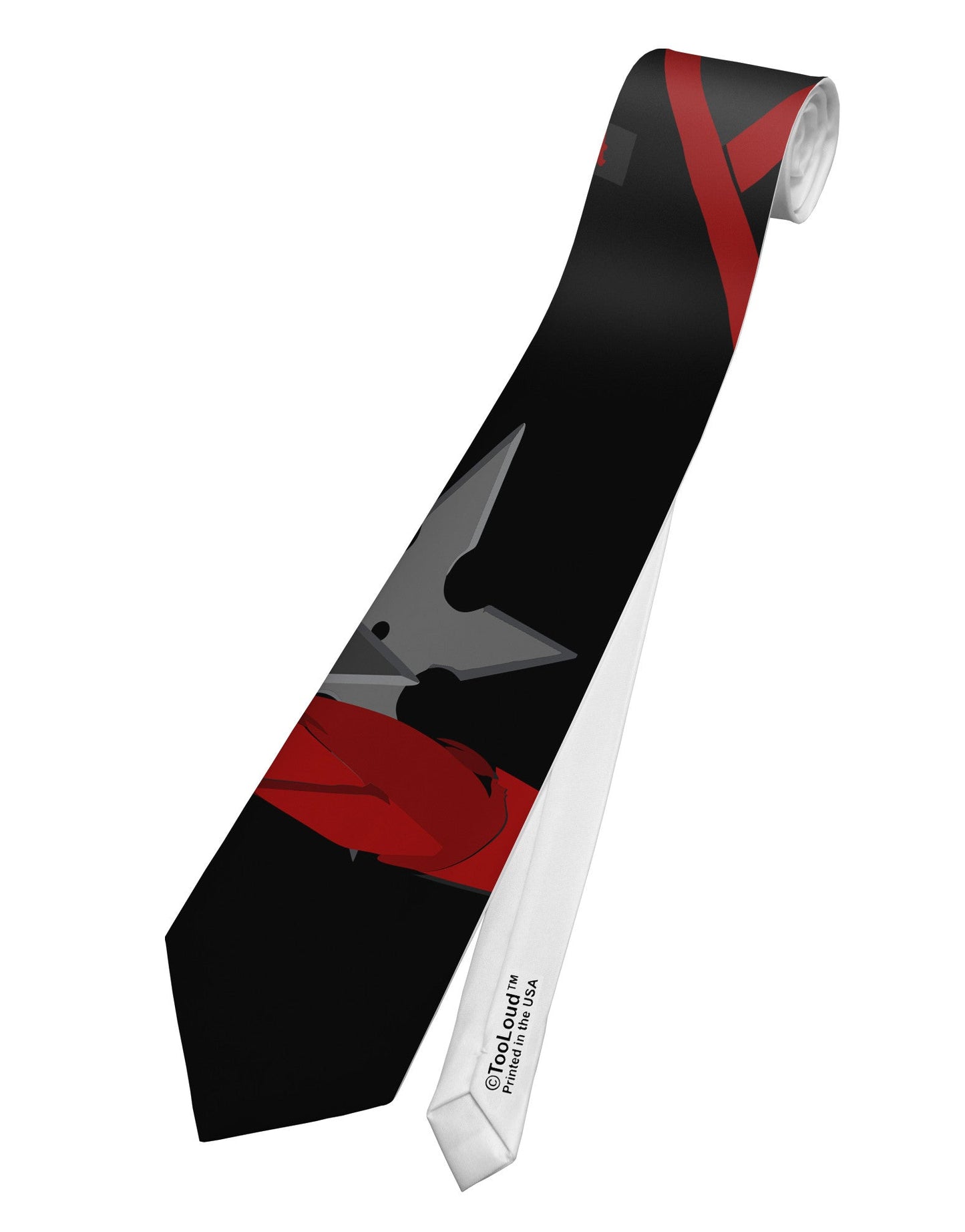 Ninja Red AOP Printed White Necktie All Over Print