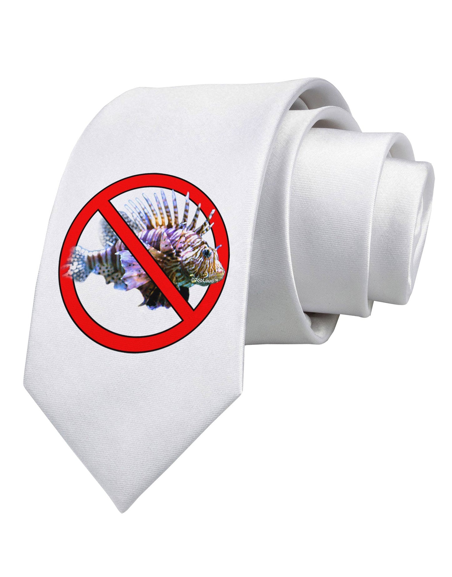 No Lionfish Printed White Necktie