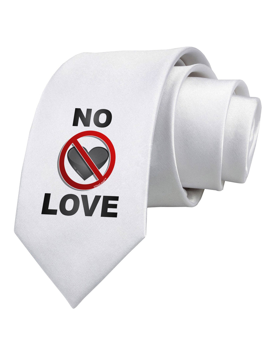 No Love Symbol with Text Printed White Necktie