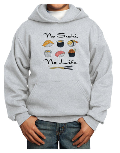 No Sushi No Life Youth Hoodie Pullover Sweatshirt-Youth Hoodie-TooLoud-Ash-XS-Davson Sales