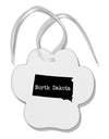 North Dakota - United States Shape Paw Print Shaped Ornament by TooLoud-Ornament-TooLoud-White-Davson Sales