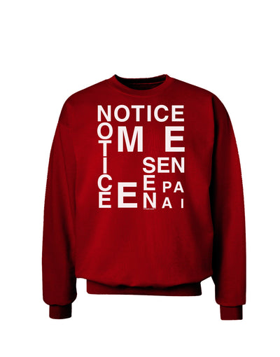 Notice Me Senpai Artistic Text Adult Dark Sweatshirt-Sweatshirts-TooLoud-Deep-Red-Small-Davson Sales