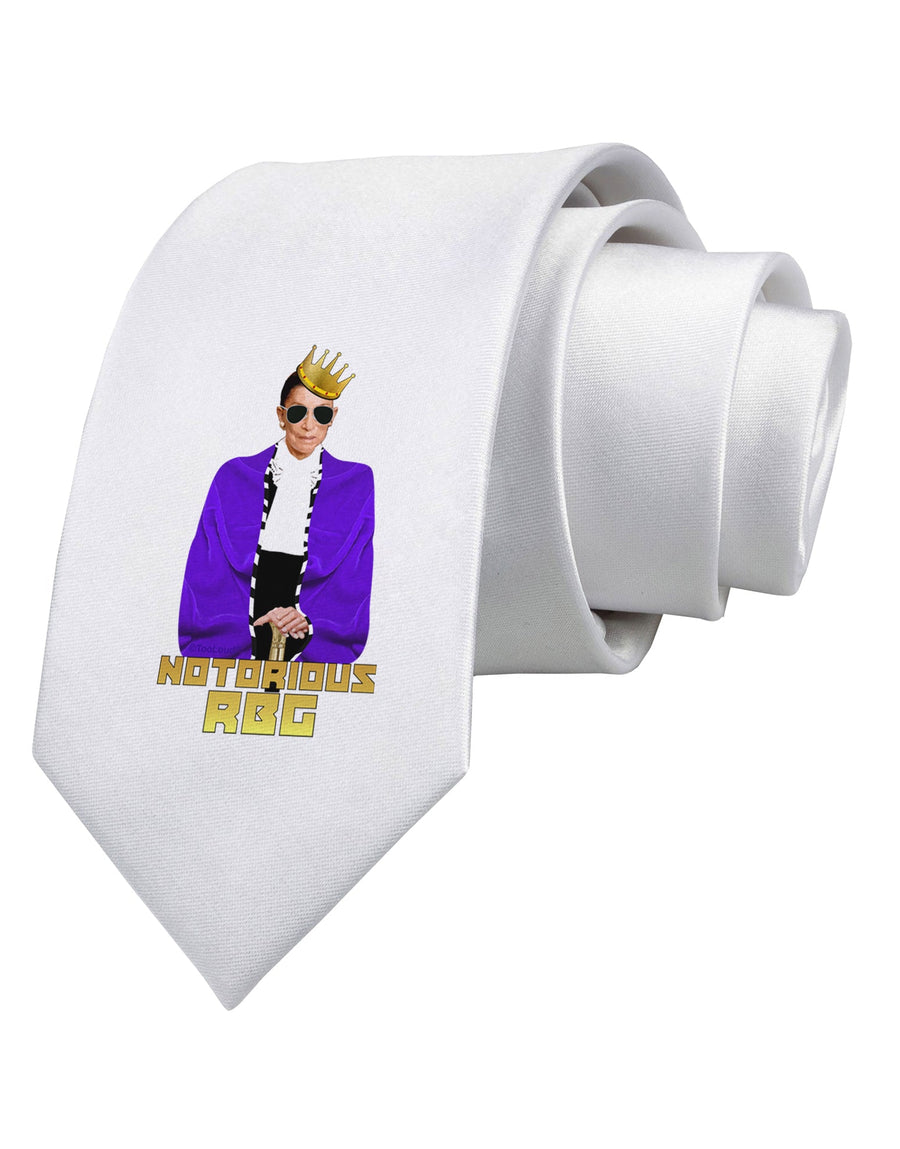 Notorious RBG Printed White Necktie by TooLoud