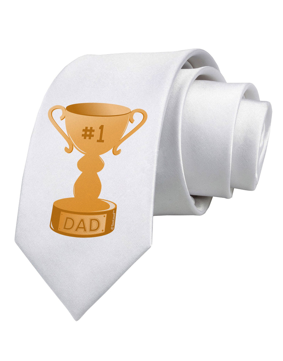 Number One Dad Trophy Printed White Necktie