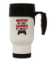 Nurse By Day Gamer By Night Stainless Steel 14oz Travel Mug-Travel Mugs-TooLoud-White-Davson Sales