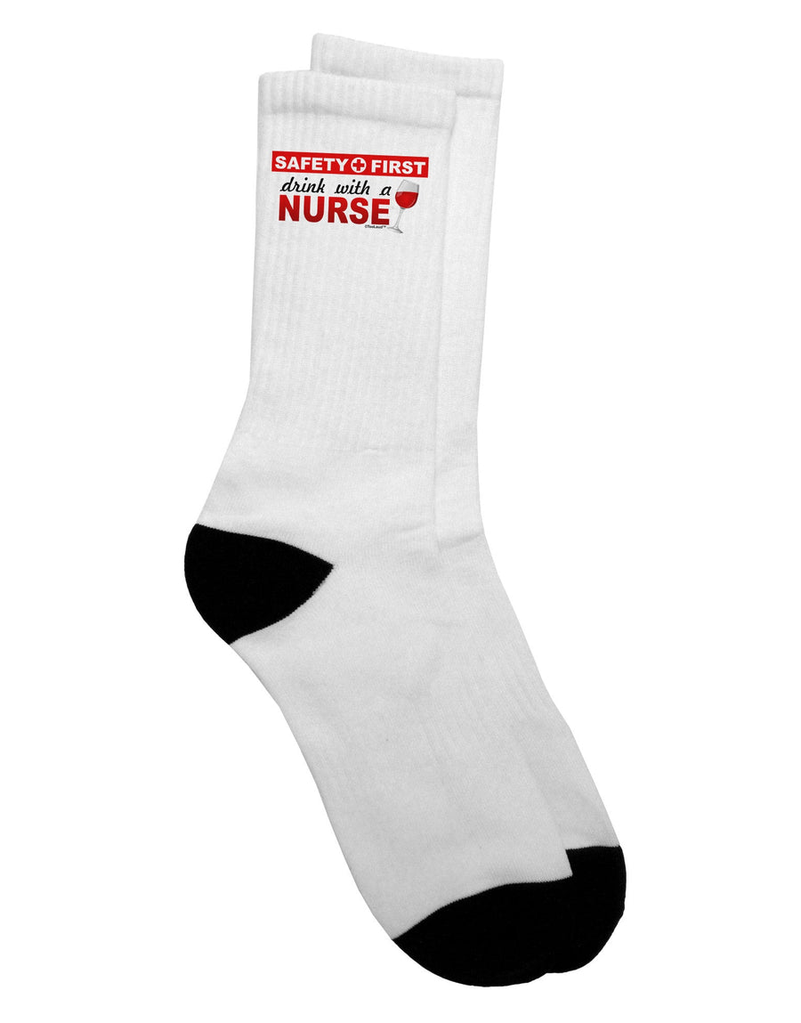 Nurse-Inspired Adult Crew Socks - Perfect for Enjoying a Drink - TooLoud-Socks-TooLoud-White-Ladies-4-6-Davson Sales