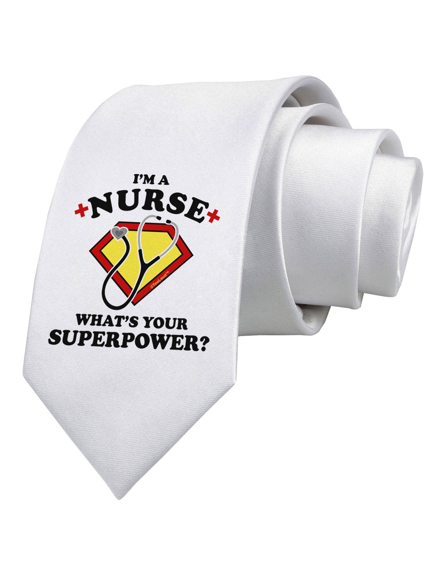 Nurse - Superpower Printed White Necktie