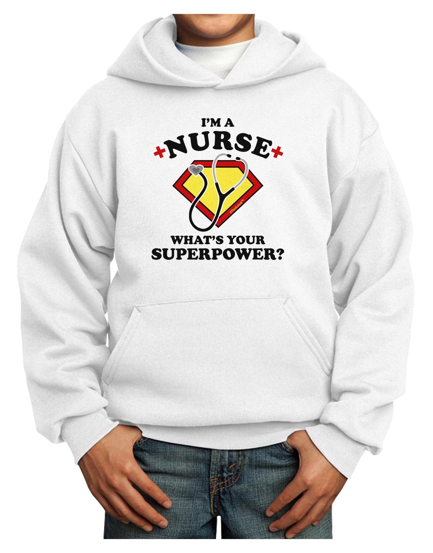 Nurse - Superpower Youth Hoodie Pullover Sweatshirt-Youth Hoodie-TooLoud-White-XS-Davson Sales