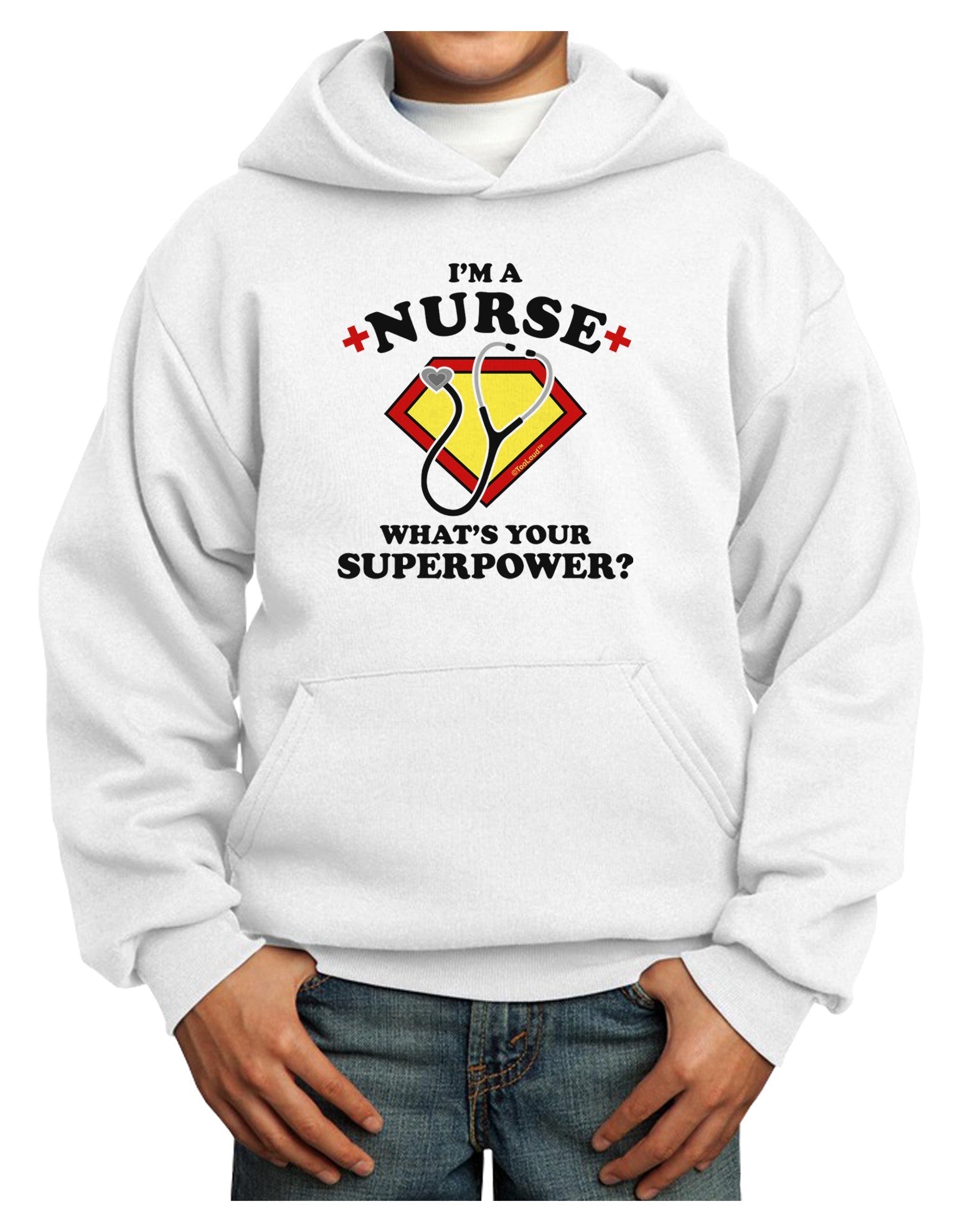 Nurse - Superpower Youth Hoodie Pullover Sweatshirt-Youth Hoodie-TooLoud-White-XS-Davson Sales
