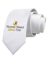 Nurses Need Shots Too Printed White Necktie