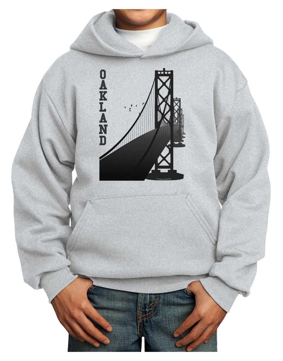 Oakland Text Bay Bridge Youth Hoodie Pullover Sweatshirt-Youth Hoodie-TooLoud-White-XS-Davson Sales