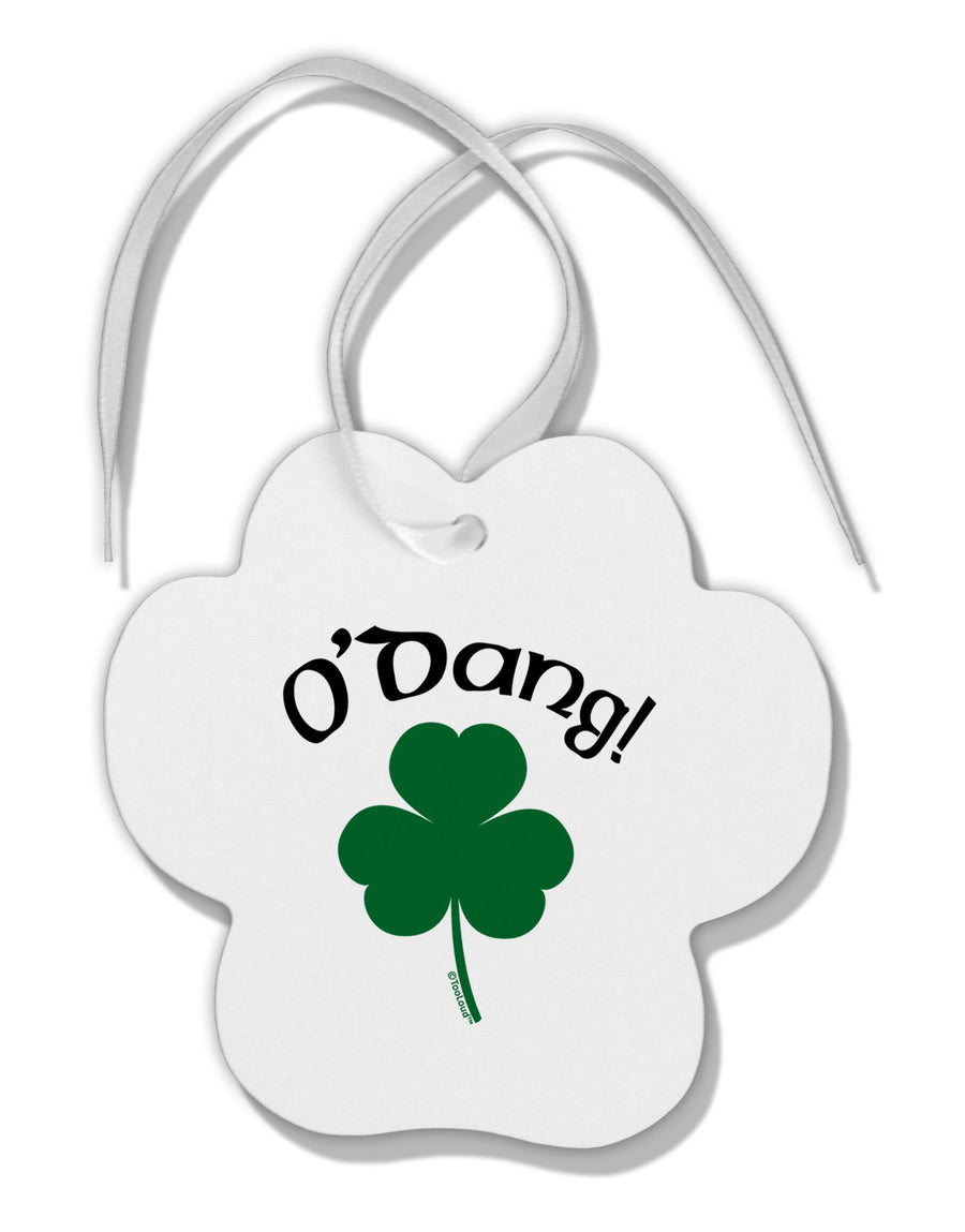 O'Dang - St Patrick's Day Paw Print Shaped Ornament-Ornament-TooLoud-White-Davson Sales