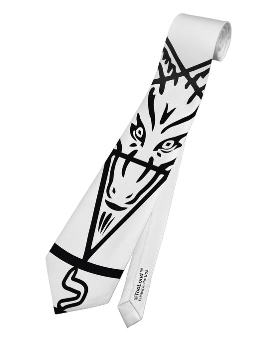 Official Sigil of Baphomet Printed White Necktie All Over Print