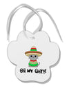 Oh My Gato - Cinco De Mayo Paw Print Shaped Ornament by TooLoud-Ornament-TooLoud-White-Davson Sales