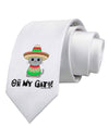 Oh My Gato - Cinco De Mayo Printed White Necktie