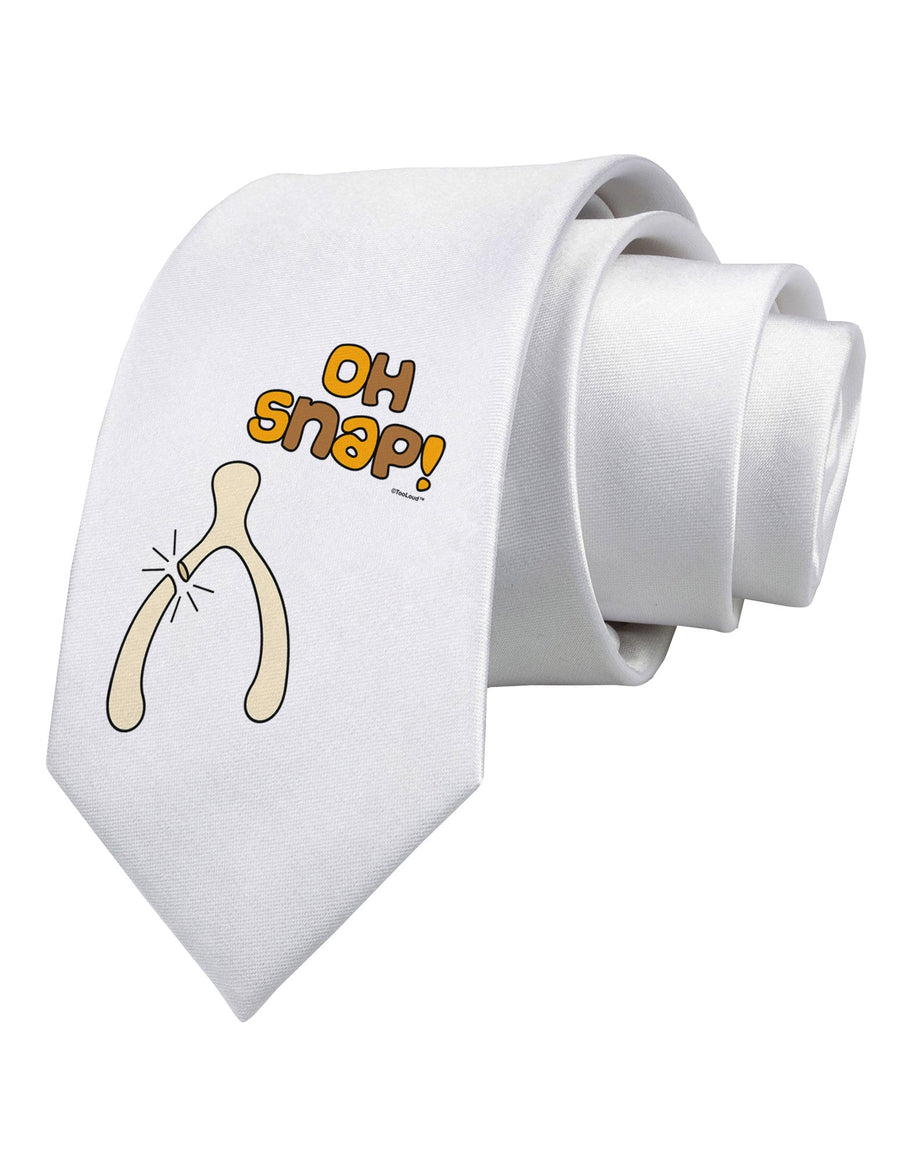 Oh Snap Wishbone - Thanksgiving Printed White Necktie