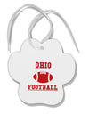 Ohio Football Paw Print Shaped Ornament by TooLoud-Ornament-TooLoud-White-Davson Sales