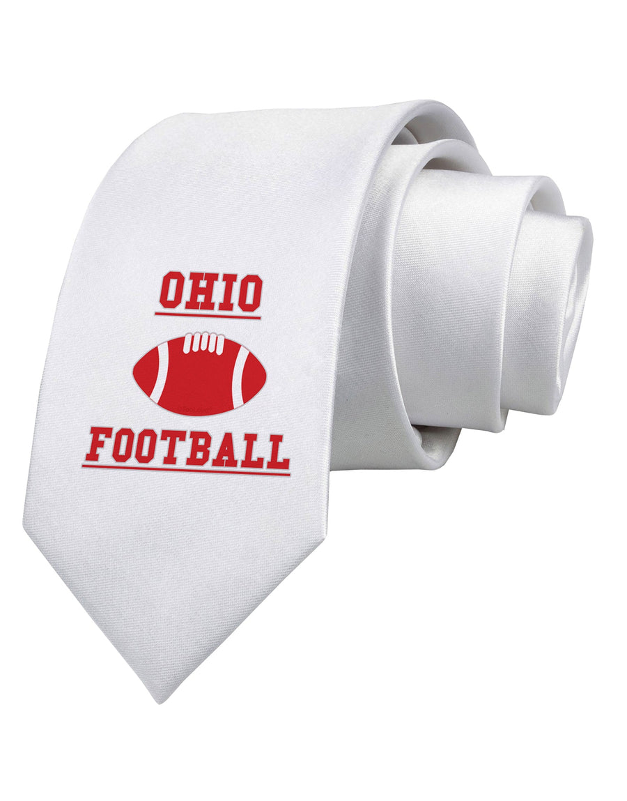 Ohio Football Printed White Necktie by TooLoud