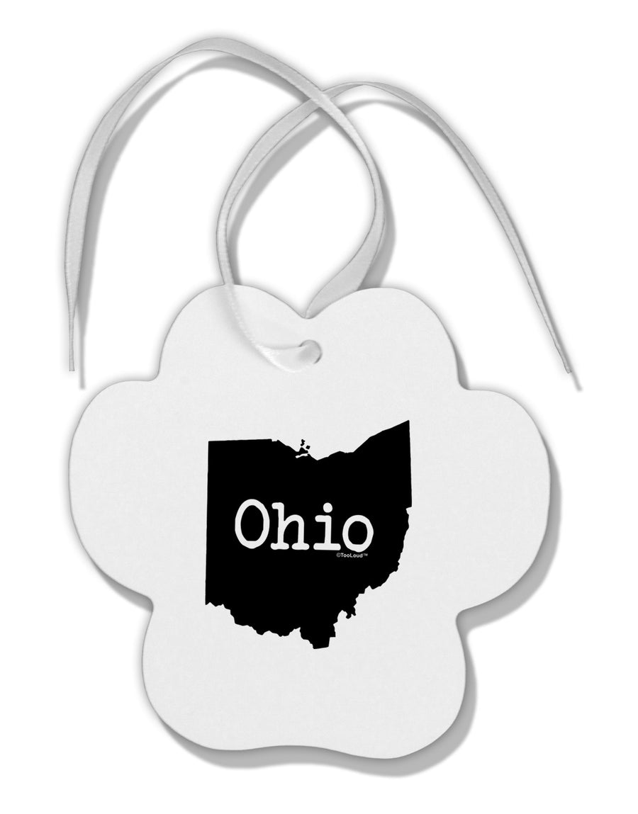 Ohio - United States Shape Paw Print Shaped Ornament by TooLoud-Ornament-TooLoud-White-Davson Sales